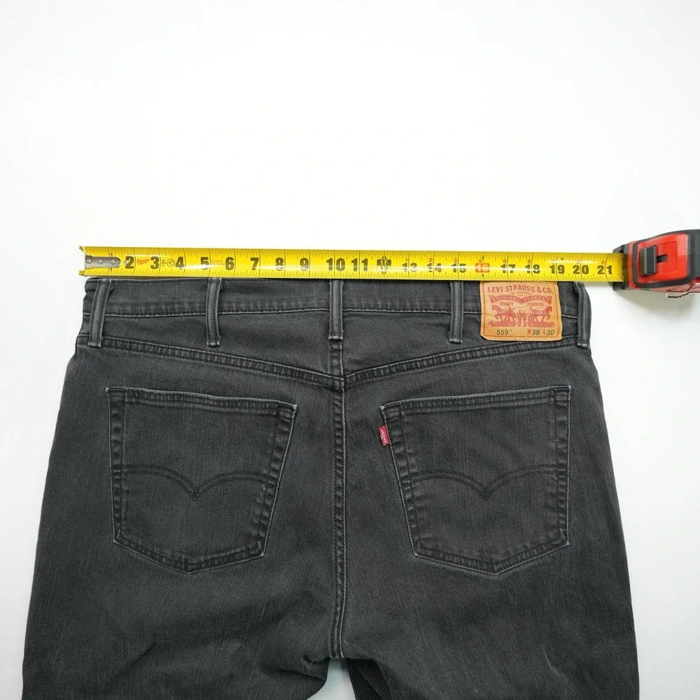 Levis Jeans Mens Black 559‎ Relaxed Straight MedWash Stretch Denim 38x30 (40x26)